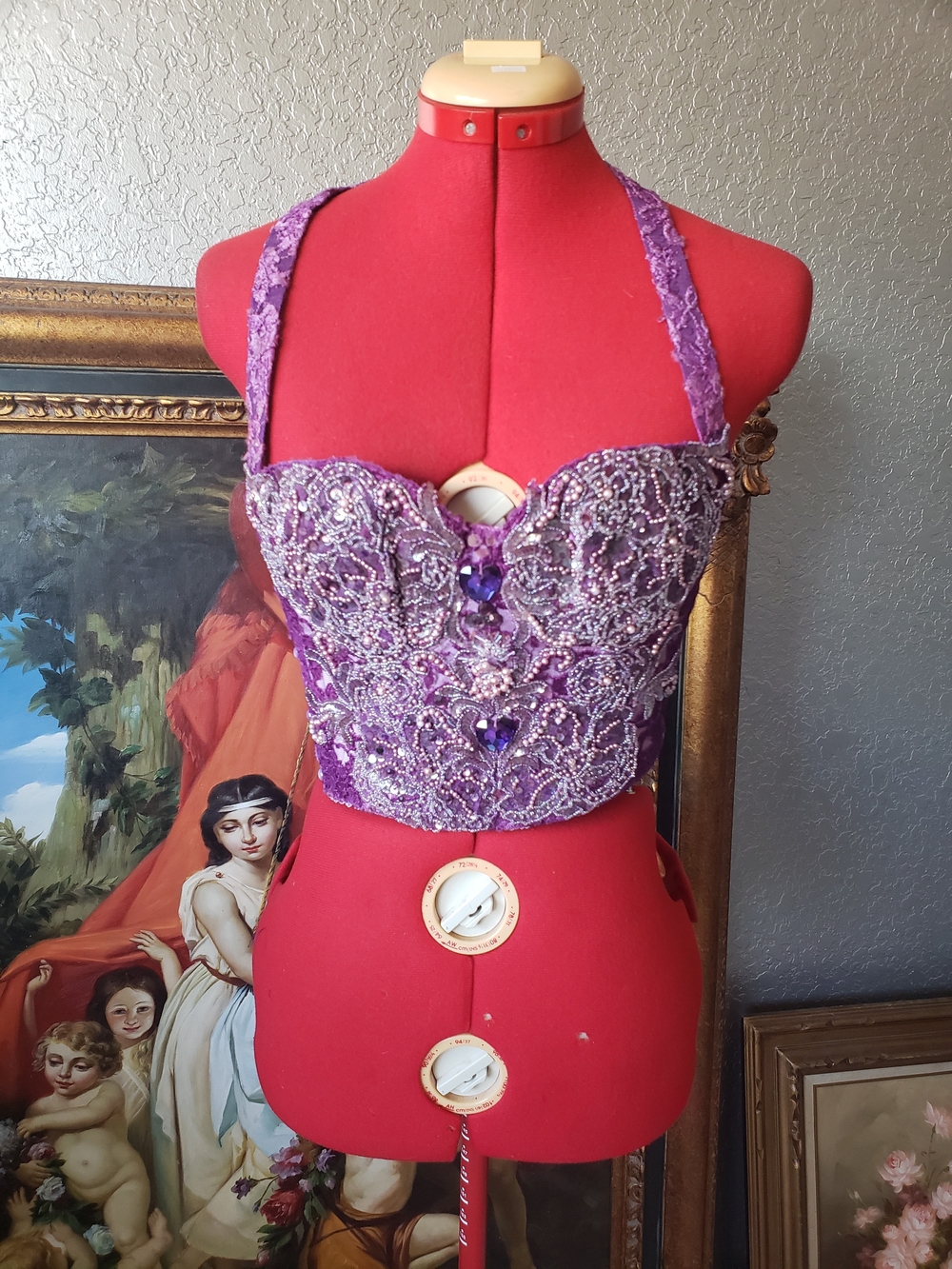 Embellished Purple Lace Bandeau Corset Top